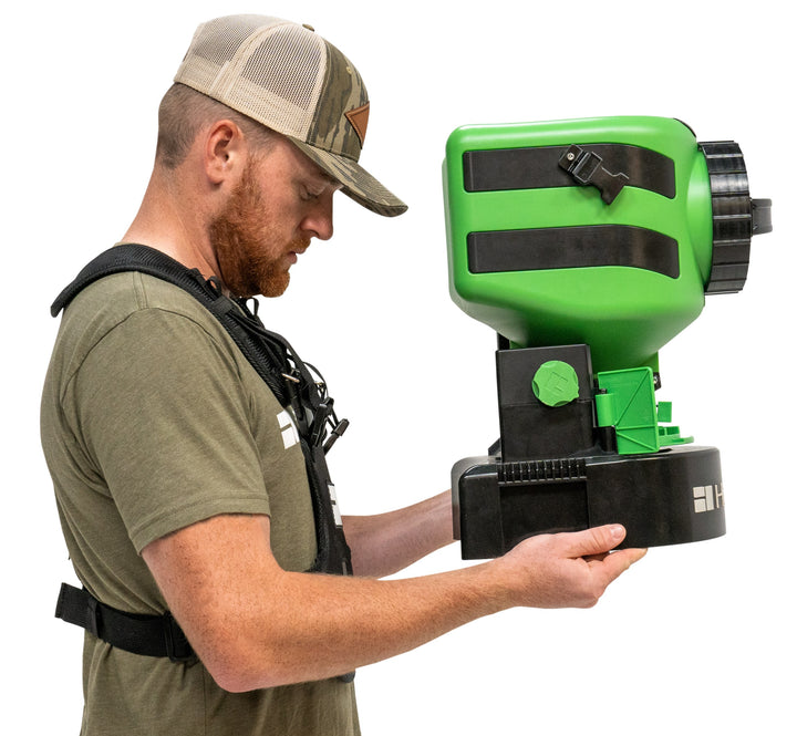 Hooyman manual chest spreader hopper and adjustable feed gate