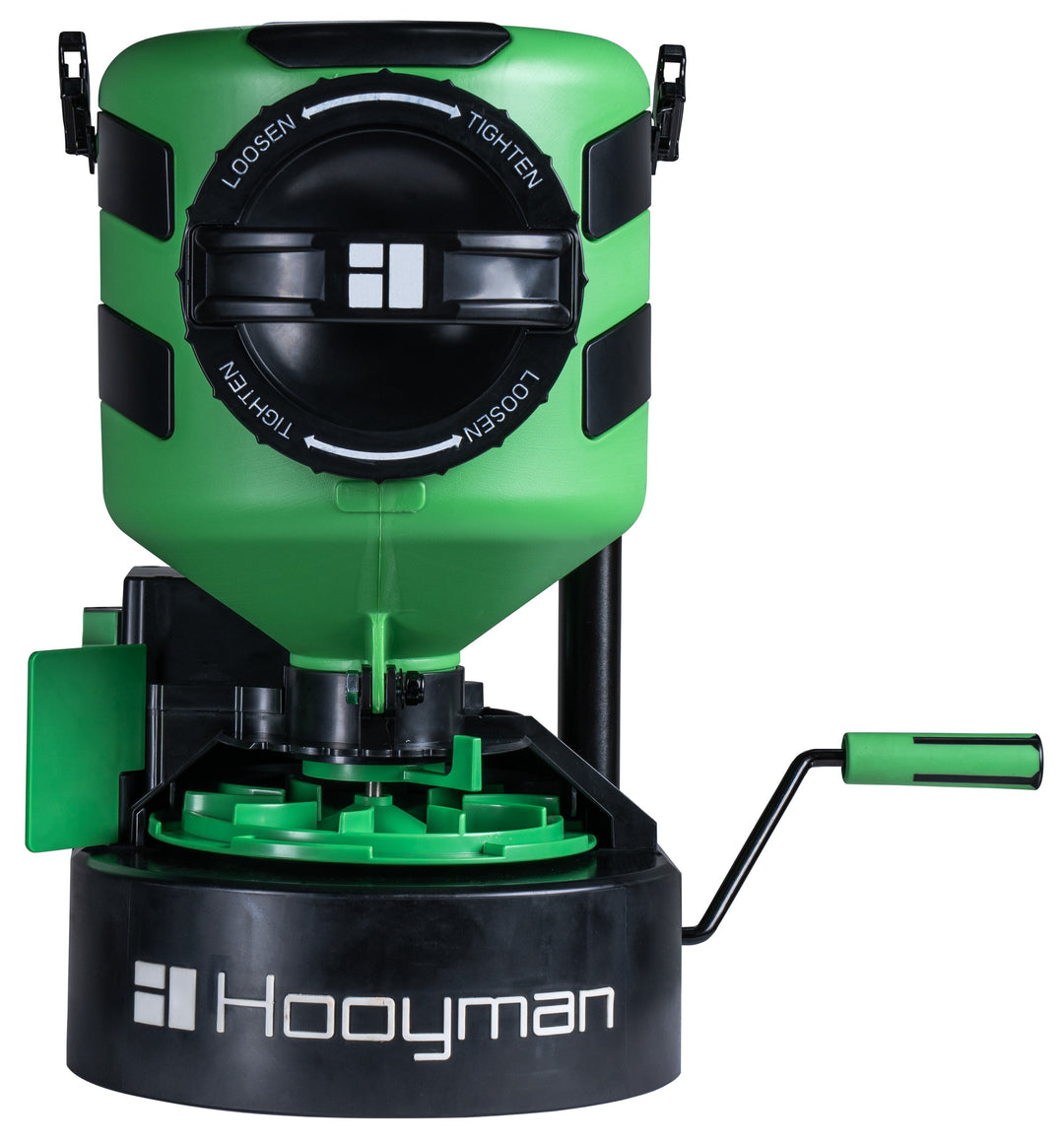 Hooyman Manual Chest Spreader, 35 lb hand-crank food plot seed spreader