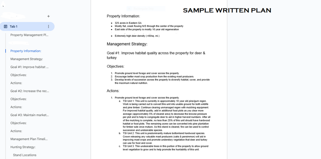 Hunting Land Improvement Plan