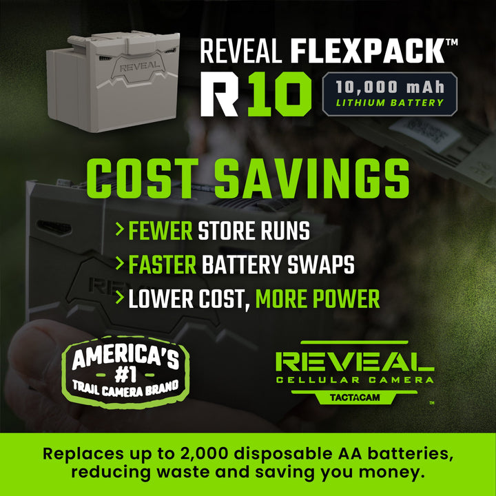 REVEAL FlexPack R10: cost savings over AA batteries
